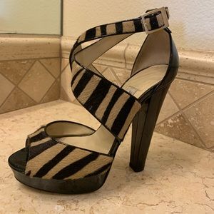 Jimmy Choo platform zebra print pony